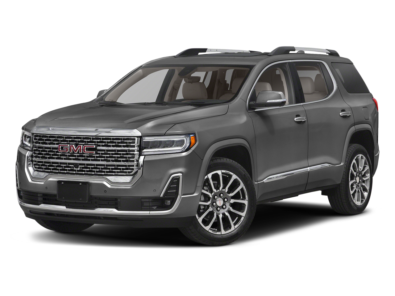 2021 GMC Acadia Denali in White Frost Tricoat — front three-quarter view