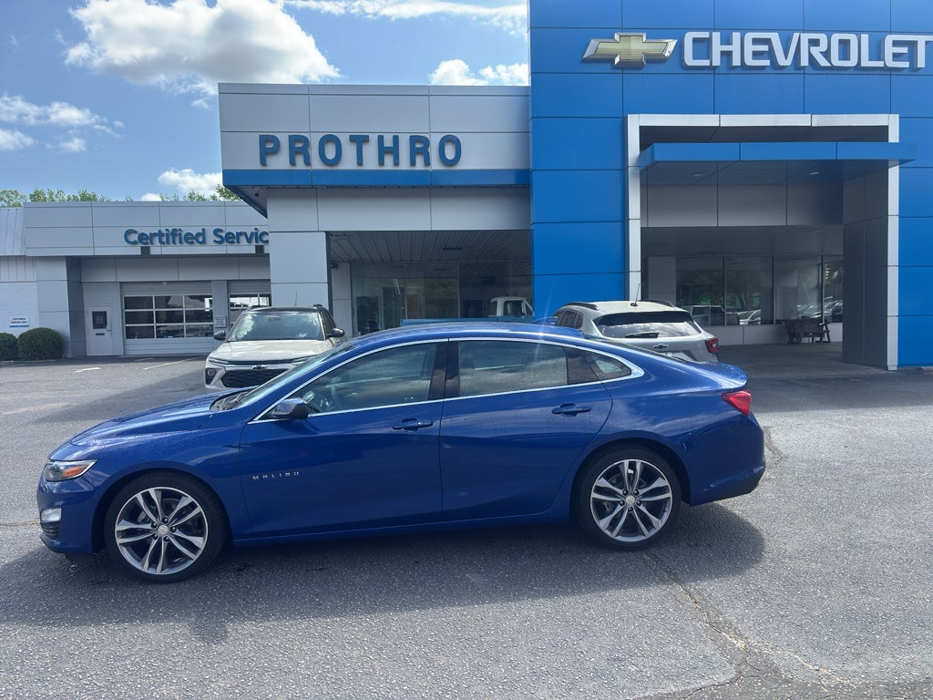 2023 Chevrolet Malibu LT in Riverside Blue Metallic — front three-quarter view